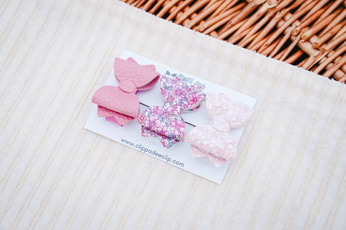 baby girl hair clip bows, pink glitter floral bows, baby headband, baby shower, baby girl gift