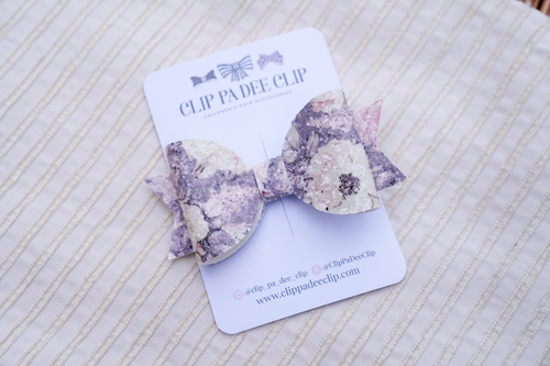 Peggy Bow - Grey Floral Glitter
