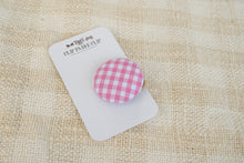Fabric Button Hair Tie (Large) - Light Pink Gingham