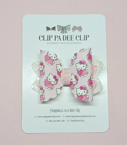 Scallop Kiarah Bow (Large) -Pink Kitty