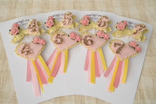 Violet Bow (Large) & Badge Set - Yellow & Pink