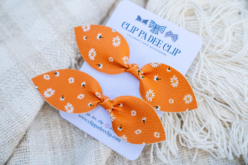 Knot Bow - Autumn Daisy Hair Ties (Matching Pair)