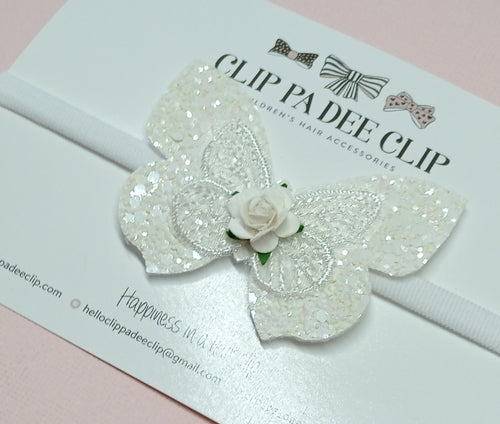 Butterfly - Snow White Lace Butterfly (Nylon Headband)