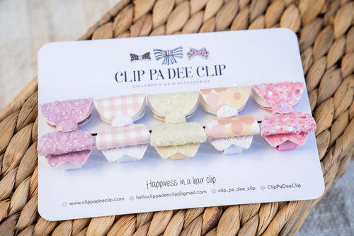 Baby Kiarah Bow (Set of 5) - OOAK Assorted Floral Gingham Glitters