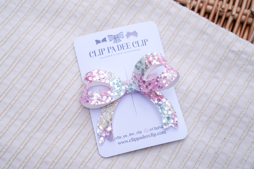 Bella Bow - Rainbow Speckle Glitter