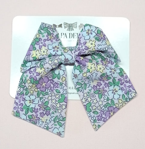 Fabric Bow (Large) - Purple Floral