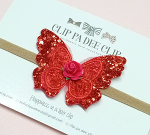 Butterfly - Red Lace Butterfly (Nylon Headband)