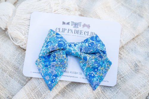 Fabric Bow (Small) - Blue Liberty