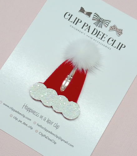 Snap Hair Clip - Red Velveteen Santa Hat