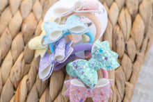 Baby Kiarah Bow Hair Ties (Set of 6) - Rainbow Chunky Glitter