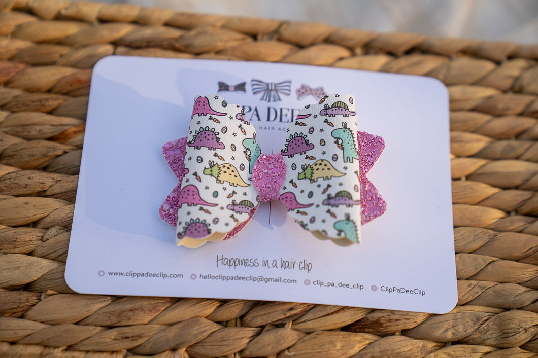 Scallop Kiarah Bow (Large) - Dino Bunnies