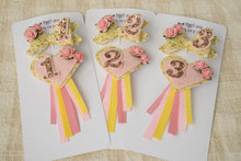 Violet Bow (Large) & Badge Set - Yellow & Pink