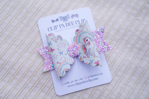 Scallop Peggy Bow - Rainbow Unicorn