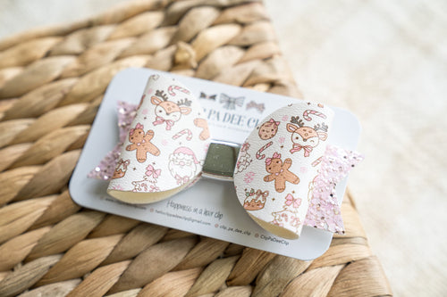 Peggy Bow - Christmas Festivities (White & Pink)