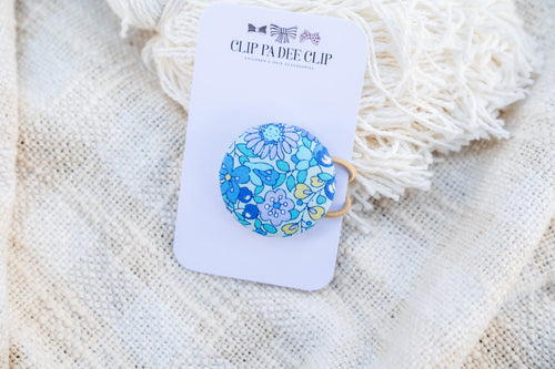 Fabric Button Hair Tie (Large) - Blue Liberty Floral