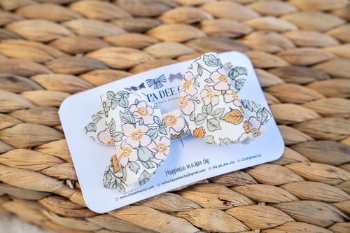 Violet Bow (Large) - Mustard & Peach Floral