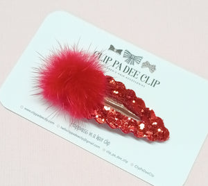 Snap Hair Clip - Red Rudolf Nose