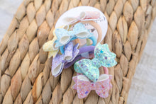 Baby Kiarah Bow Hair Ties (Set of 6) - Rainbow Chunky Glitter
