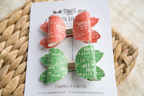 Violet Bow (Large) - Set of 2 Naughty OR Nice