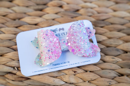 Violet Bow (Large) - Rainbow Glitter