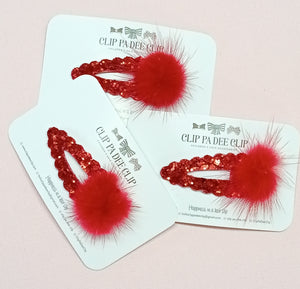 Snap Hair Clip - Red Rudolf Nose