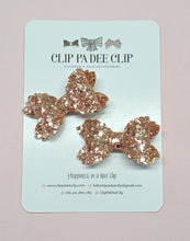 Violet Bow (Small - Matching Pair) - Rose Gold Chunky Glitter