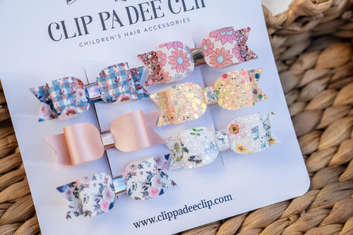 Mimi Bow - OOAK Glitter Florals (Set of 6 Individual)