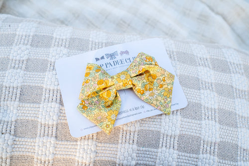 Fabric Bow (Small) - Yellow Liberty