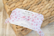 Sheer Ribbon Bow (Small & Medium) - White & Deep Pink Floral (Individual)
