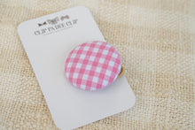 Fabric Button Hair Tie (Large) - Light Pink Gingham