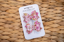 Baby Kiarah Bow (Matching Pair) - Mustard Pink Floral