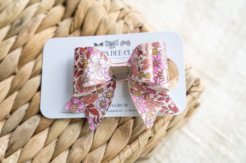 Juliet Bow (Large) - Mustard & Pink Floral