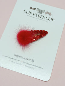 Snap Hair Clip - Red Rudolf Nose