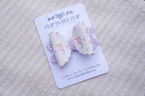 Scallop Kiarah Bow (Small) - Purple Mermaid