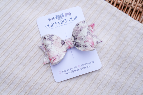 Peggy Bow - White Floral Glitter