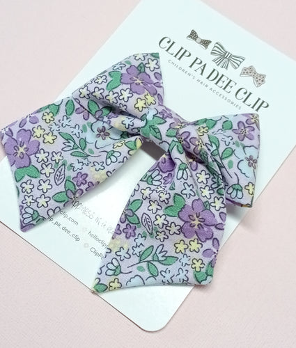 Fabric Bow (Small) - Purple Floral