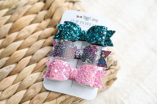 Mimi Bow - Pink & Teal Floral (Set of 3 Individual)