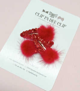 Snap Hair Clip - Red Rudolf Nose