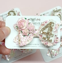 Violet Bow (Large) - Light Pink & White Birthday