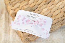 Sheer Ribbon Bow (Small & Medium) - White & Deep Pink Floral (Individual)