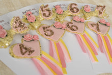 Violet Bow (Large) & Badge Set - Yellow & Pink