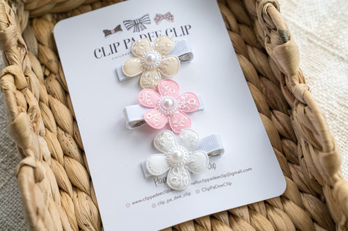 Embellished Flowers - Pink, White & Ivory