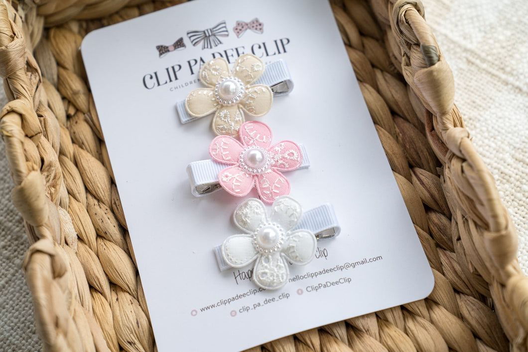 Embellished Flowers - Pink, White & Ivory