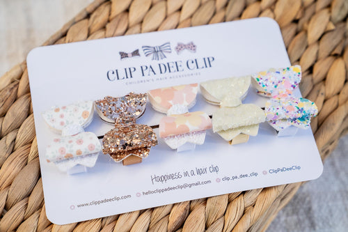 Baby Kiarah Bow (Set of 5) - OOAK Assorted Floral Glitters
